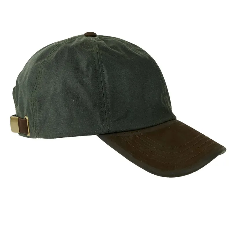 Heather Hamilton Wax/Leather Peak Baseball Cap in Olive
